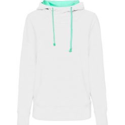 Bluza dresowa z kapturem bonprix biało-jasny miętowy. Białe bluzy dresowe damskie bonprix, bez wzorów, z dresówki, bez rękawów, z kapturem. Za 37,99 zł.