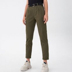 Spodnie cargo z paskiem - Khaki. Brązowe spodnie damskie House, s. Za 89,99 zł.