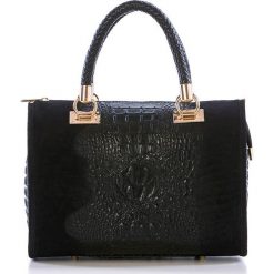 Torebki klasyczne damskie: Skórzana torebka w kolorze czarnym – 44 x 38 x 16 cm