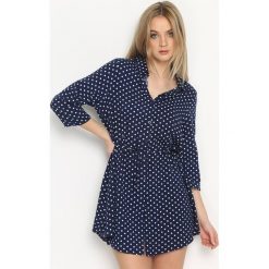 Niebieska Sukienka Soft And Dot. Niebieskie sukienki damskie Born2be, xl, bez wzorów, bez kołnierzyka, bez rękawów. W wyprzedaży za 79,99 zł.
