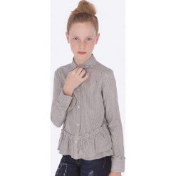 Mayoral - Koszula dziecięca 128-167 cm. Niebieskie bluzki dziewczęce Mayoral, bez wzorów, z wiskozy, z klasycznym kołnierzykiem, z długim rękawem, długie, bez kaptura. W wyprzedaży za 89,90 zł.