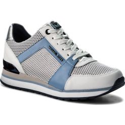 Sneakersy MICHAEL MICHAEL KORS - Billie Trainer 43T8BIFS1M Opt/Pl Blue. Białe półbuty damskie marki MICHAEL Michael Kors, na co dzień, bez wzorów, ze skóry ekologicznej, bez obcasa, na płaskiej podeszwie, bez zapięcia. W wyprzedaży za 459,00 zł.