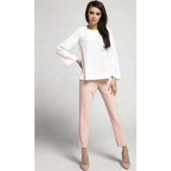 Ecru Bluzka Oversize Zapinana na Plecach. Bluzki damskie Molly.pl, s, bez wzorów, z jeansu, eleganckie, z dekoltem na plecach, bez rękawów. Za 115,90 zł.