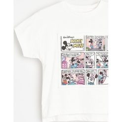 Bawełniany t-shirt Myszka Miki -. T-shirty damskie Reserved, bez wzorów, z bawełny, bez kołnierzyka. Za 39,99 zł.