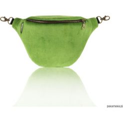 Torebki klasyczne damskie: Velvet Green – nerka z 2 paskami