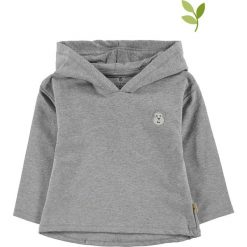 Bluza w kolorze szarym. Szare bluzy niemowlęce Mother Nature & Me, z aplikacjami, z bawełny, bez rękawów, bez kaptura. W wyprzedaży za 62,95 zł.