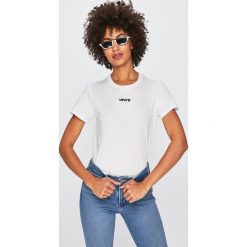 Levi's - Top. Białe topy damskie marki Levi's®, s, z nadrukiem, z bawełny, z okrągłym kołnierzem. Za 99,90 zł.