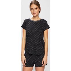 Dkny - T-shirt piżamowy. Czarne piżamy damskie DKNY, s, bez wzorów, z dzianiny, bez rękawów. Za 279,90 zł.