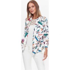 ŻAKIET W KWIATY, O LUŹNYM KROJU. Szare marynarki i żakiety damskie Top Secret, w kwiaty, eleganckie. Za 79,99 zł.