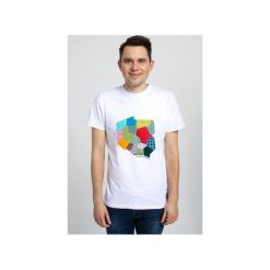 T-SHIRT HAFTOWANY MĘSKI POLSKA. Białe t-shirty męskie Republic of patterns, xl, z haftami, z dzianiny, z włoskim kołnierzykiem. Za 129,00 zł.