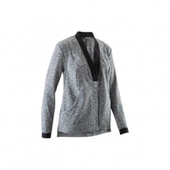 Bluza na zamek do jogi YOGA+ damska. Czarne bluzy rozpinane damskie DOMYOS, xs, z elastanu. W wyprzedaży za 74,99 zł.