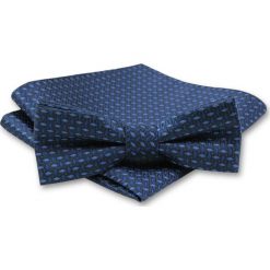 Elegancka Mucha Męska - Alties - Wzór w Odcienie Granatu MUALTS0163. Niebieskie muszki męskie Alties, na imprezę, w paski, eleganckie. Za 39,00 zł.