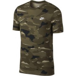 Nike T-Shirt Męski M Nsw Tee Camo Pack 1/Neutral Olive/Medium Olive/White L. Zielone koszulki męskie Nike, m, bez wzorów, z bawełny, bez kołnierzyka, bez rękawów. W wyprzedaży za 109,00 zł.