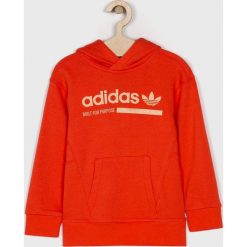 Adidas Originals - Bluza dziecięca 128-176 cm. Pomarańczowe bluzy dziewczęce adidas Originals, z nadrukiem, z elastanu, bez rękawów, z kapturem. W wyprzedaży za 169,90 zł.