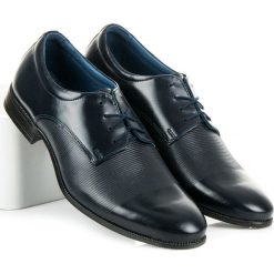 Półbuty wizytowe. Niebieskie buty wizytowe męskie marki LUCCA, bez zapięcia. Za 219,00 zł.