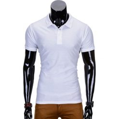 KOSZULKA MĘSKA POLO BEZ NADRUKU S715 - BIAŁA. Białe koszulki polo męskie marki Ombre Clothing, s, z nadrukiem, z materiału. Za 39,00 zł.