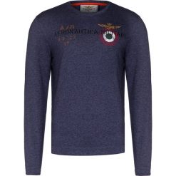 T-shirt AERONAUTICA MILITARE. Niebieskie t-shirty męskie Aeronautica Militare, bez wzorów, z bawełny, z okrągłym kołnierzem, długie. Za 330,00 zł.