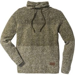 Swetry klasyczne męskie: Sweter z szalowym kołnierzem Slim Fit bonprix ciemnooliwkowy melanż