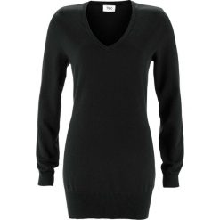 Długi sweter bonprix czarny. Czarne swetry damskie bonprix, bez wzorów, z dzianiny, z długim rękawem, długie, bez kaptura. Za 54,99 zł.