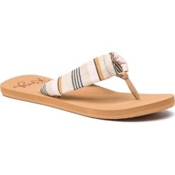 Japonki ROXY - ARJL100789 Mu1. Brązowe klapki damskie Roxy, z aplikacjami, ze skóry ekologicznej, bez obcasa. Za 109,00 zł.