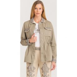 PARKA TWINSET. Brązowe kurtki damskie Twinset, z aplikacjami, z bawełny, krótkie. Za 655,00 zł.