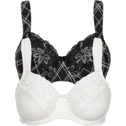 Biustonosz (2 szt.) bonprix czarno-ecru w kratę + szampan. Czarne biustonosze bonprix. Za 55,98 zł.