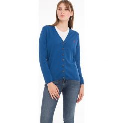 Kardigan w kolorze niebieskim. Niebieskie kardigany damskie marki Denim Culture, m. W wyprzedaży za 129,95 zł.