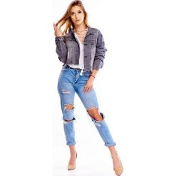 Jeansowa kurtka z przetarciami i ćwiekami. Kurtki damskie Made in Poland, s, bez wzorów, z bawełny, bez kaptura. Za 289,00 zł.