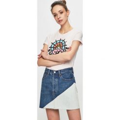 Scotch & Soda - Top. Różowe bluzki damskie Scotch & Soda, s, z nadrukiem, z bawełny, z okrągłym kołnierzem. W wyprzedaży za 89,90 zł.