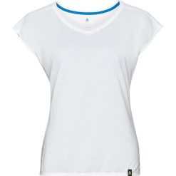 Koszulka sportowa "Kumano" w kolorze białym. Białe bluzki sportowe damskie Odlo Women, l, z nadrukiem, ze skóry, z okrągłym kołnierzem, bez rękawów, bez kaptura. W wyprzedaży za 119,95 zł.