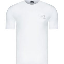 T-shirt EA7 EMPORIO ARMANI. Białe t-shirty męskie EA7 Emporio Armani, bez wzorów, z dżerseju, sportowe, bez kołnierzyka, krótkie. W wyprzedaży za 222,00 zł.