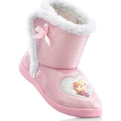 Kapcie dziecięce "Kraina lodu" bonprix jasnoróżowo-biały. Białe kapcie dziewczęce marki bonprix. Za 37,99 zł.