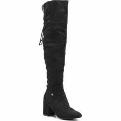 Muszkieterki BIG STAR - BB274517 Black. Czarne kozaki damskie marki BIG STAR, ze skóry ekologicznej, retro, przed kolano, na wysokim obcasie, na obcasie, bez zapięcia. W wyprzedaży za 179,00 zł.