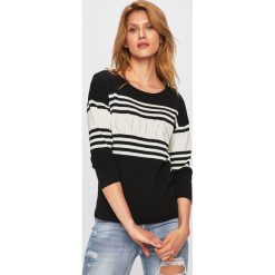 Guess Jeans - Sweter. Czarne swetry damskie Guess Jeans, s, z nadrukiem, z wiskozy, bez rękawów, bez kaptura. Za 369,90 zł.