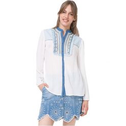 Desigual Bluzka Cam Jeans 12 74C2Jb4 1015 (Rozmiar Xs). Szare bluzki damskie Desigual, xs, bez wzorów, z jeansu, bez kołnierzyka, bez rękawów. W wyprzedaży za 158,00 zł.