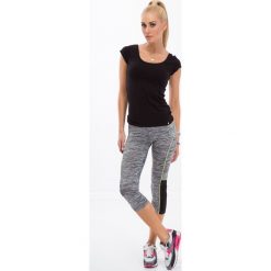 Jasnoszary melanż sportowe legginsy / fluo żółty 5424. Żółte legginsy damskie marki Fasardi, s, melanż. Za 29,00 zł.