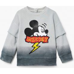Mango Kids - Bluza dziecięca Mickey 80-104 cm. Szare bluzy męskie marki Mango Kids, z nadrukiem, z bawełny, z okrągłym kołnierzem. Za 69,90 zł.