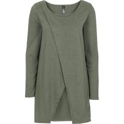 Długa bluza bonprix oliwkowy. Zielone długie bluzy damskie marki bonprix, z długim rękawem. Za 34,99 zł.
