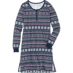 Koszula nocna z długim rękawem bonprix nocny niebieski z nadrukiem. Niebieskie koszule nocne damskie bonprix, z nadrukiem, długie. Za 49,99 zł.