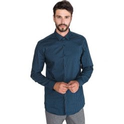 Hugo Boss Isko Koszula Niebieski. Niebieskie koszule męskie HUGO BOSS, w paski, z bawełny, bez kołnierzyka, z długim rękawem. Za 574,95 zł.