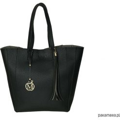 Shopper bag damskie: MANZANA DUŻA TORBA KLASYCZNA 2W1 czarna matowa