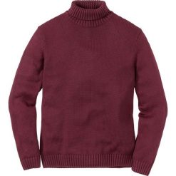 Sweter z golfem Regular Fit bonprix bordowy melanż. Czerwone swetry męskie bonprix, xl, z aplikacjami, ze skóry, z golfem, bez kaptura. Za 44,99 zł.
