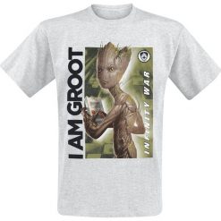 Guardians Of The Galaxy Infinity War - I Am Groot T-Shirt odcienie szarego. Szare t-shirty męskie marki Guardians Of The Galaxy, l, z nadrukiem, z okrągłym kołnierzem. Za 36,90 zł.