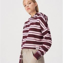Bluza w paski - Bordowy. Czerwone bluzy damskie Sinsay, s, w paski, bez rękawów, bez kaptura. W wyprzedaży za 29,99 zł.