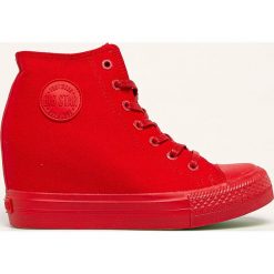 Big Star - Trampki. Czerwone koturny damskie BIG STAR, z okrągłym noskiem, na wysokim obcasie, na obcasie, na sznurówki. Za 119,90 zł.