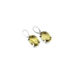 Earrings Kwarc Lemon Szlif Owalny Duże srebro. Zielone kolczyki damskie Brazi druse jewelry, z kwarcem, srebrne, z angielskim zapięciem. Za 595,00 zł.