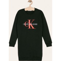 Calvin Klein Jeans - Sukienka 140-176 cm. Czarne sukienki dziewczęce Calvin Klein Jeans, z nadrukiem, z bawełny, z długim rękawem, długie, mini, proste. Za 359,90 zł.