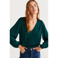 Mango - Bluzka Clo. Zielone bluzki damskie Mango, s, bez wzorów, z elastanu, bez kołnierzyka, z długim rękawem. Za 99,90 zł.