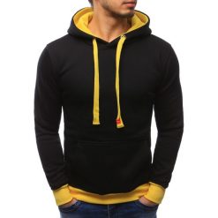 Bluzy męskie: Bluza męska z kapturem czarna (bx2077)