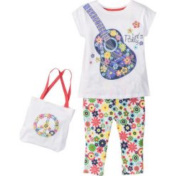 Torebki klasyczne damskie: Shirt + legginsy rybaczki + torebka (3 części) bonprix biały